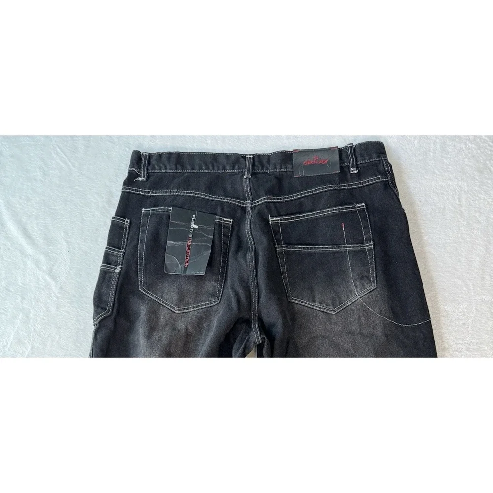 Vintage FUBU Collection Jeans Mens **42** Black Denim Baggy Carpenter‎ Hip Hop